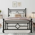 thumbnail image 1 of Amolife Queen Size Metal Platform Bed Frame with Vintage Cross Pattern Headboard&Footboard, Black, 1 of 9