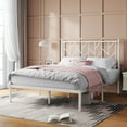 thumbnail image 1 of Amolife Queen Size Vintage Metal Platform Bed Frame with Headboard, White, 1 of 7
