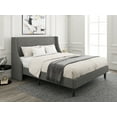 thumbnail image 1 of Amolife Full Size Modern Platform Upholstered Bed Frame with Deluxe Wingback, Deep Grey, 1 of 7