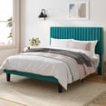 thumbnail image 1 of Amolife Queen Size Upholstered Platform Bed Frame with Adjustable Velvet Headboard, Lake Blue, 1 of 10