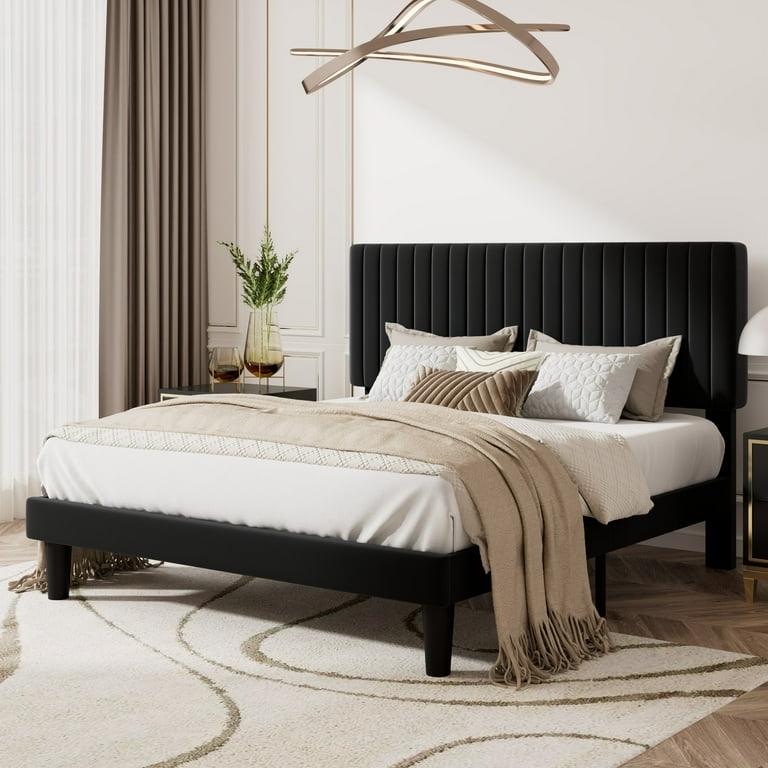 Black upholstered headboard queen discount