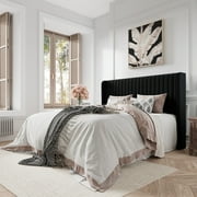 Amolife Queen Size Velvet Upholstered Bed with Wingback Headboard, Black