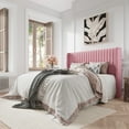 thumbnail image 1 of Amolife Queen Size Velvet Upholstered Bed with Wingback Headboard, Pink, 1 of 9