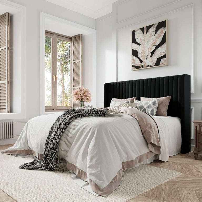 Velvet headboard queen bed discount