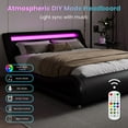 Amolife Queen Size Upholstered Platform Bed Frame with LED Lights, Wave