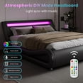thumbnail image 1 of Amolife Queen Size Wave-Like Curve Deluxe Upholstered Modern Bed Frame with LED Headboard, Dark Gray, 1 of 9