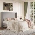 thumbnail image 1 of Amolife Queen Size Platform Bed Frame with Velvet Upholstered Wingback Headboard, Light Gray, 1 of 12