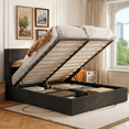 thumbnail image 1 of Amolife Queen size Hydraulic Lift Storage Bed Frame with Wingback Headboard, Corduroy Upholstery, Black, 1 of 9