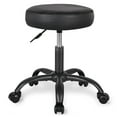 thumbnail image 1 of Amolife Round Rolling Stool PU Leather Height Adjustable Swivel Drafting, Fully Black, 1 of 6