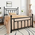 thumbnail image 1 of Amolife Twin Bed Frame, Metal Platform Bed with Vintage Headboard & No Box Spring Needed, Black, 1 of 8