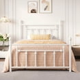 thumbnail image 1 of Amolife Twin Bed Frame, Metal Platform Bed with Vintage Headboard & No Box Spring Needed, White, 1 of 8