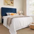 thumbnail image 1 of Amolife Twin Bed Frame, Modern Upholstered Platform Bed Frame with Adjustable Velvet Headboard, Heavy Duty, Dark Blue, 1 of 9