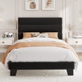 thumbnail image 1 of Amolife Twin Bed Frame, Platform Bed Frame with Velvet Upholstered Slat Headboard, Black, 1 of 7