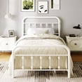 thumbnail image 1 of Amolife Twin Size Metal Platform Bed Frame with Vintage Headboard & 12.6" Under-Bed Storage, White, 1 of 8