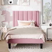 Amolife Twin Bed Frame Upholstered Pink - rated 4.4 stars from 55 reviews
