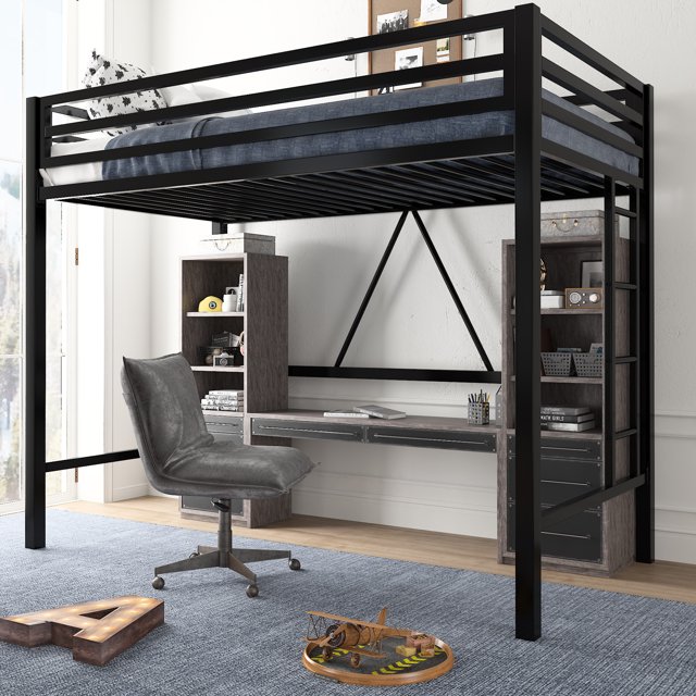 Amolife Twin Loft Heavy Duty Bunk Bed Frame with Stairs and Fullength