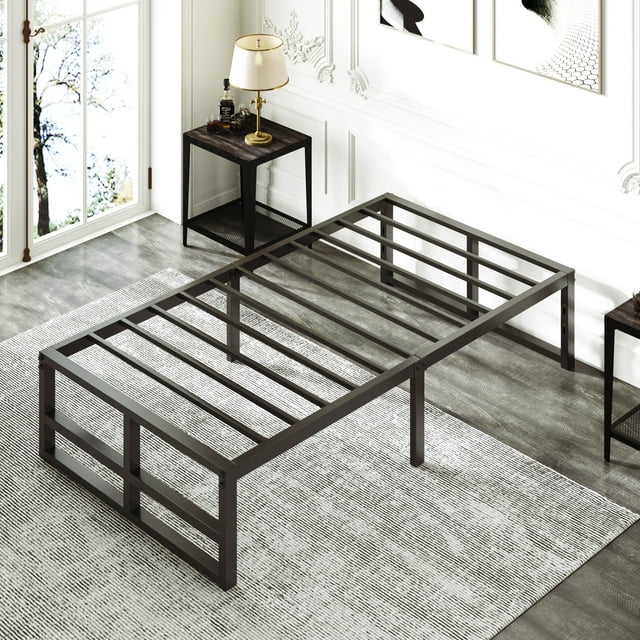 Amolife Twin Size Metal Platform Bed Frame with 14" Under Bed Storage