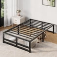 thumbnail image 1 of Amolife Twin Size 14'' Metal Platform Bed Frame with Large Under Bed Storage Space, Black, 1 of 10