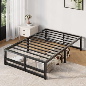 Amolife Twin Size 14'' Metal Platform Bed Frame with Large Under Bed Storage Space, Black