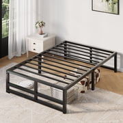 Amolife Twin Size 14 Metal Platform Bed Frame with Large Under Bed Storage Space, Black