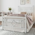 thumbnail image 1 of Amolife Twin Size Metal Platform Bed Frame with Vintage Cross Pattern Headboard&Footboard, White, 1 of 9