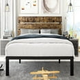 thumbnail image 1 of Amolife Twin Size Platform Bed Frame with Wood headboard & Metal Slats, No Box Spring Needed, Brown, 1 of 6