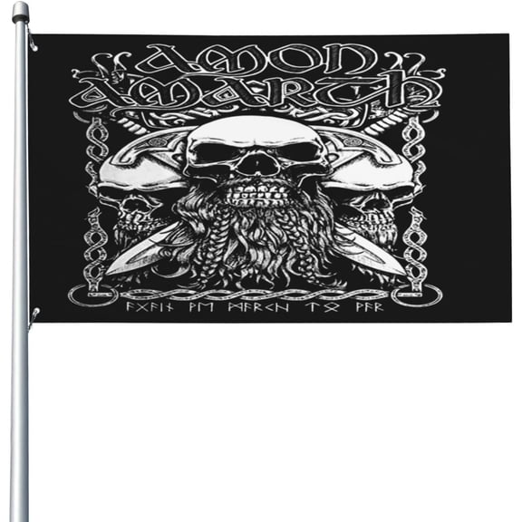 Amon Metal Rock Amarth Flag 3x5 Ft Garden Yard House Flags Decorative Banner, Indoor Outdoor Party Home Decor, As Pic