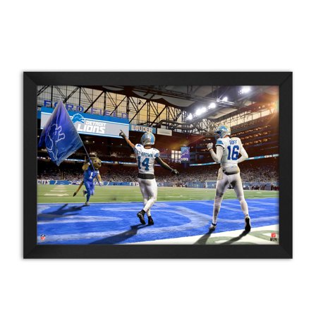 Amon-Ra St. Brown and Jared Goff Detroit Lions Framed Two-Player Art Print