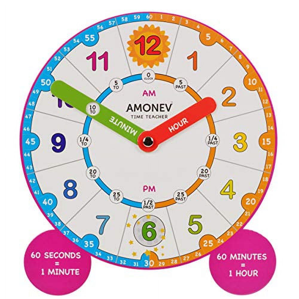 Amonev Time Teacher Clock, Teach Children to Instantly Read and say The time with This