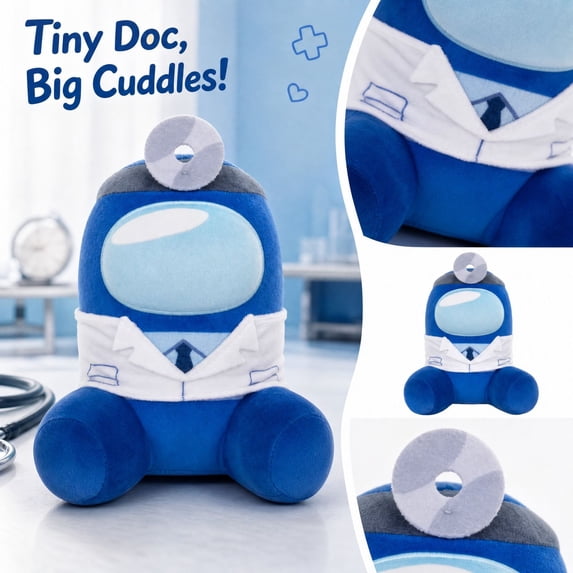 Among Game Crewmate Stuffed Animals Us Blue Doctor Plushies Soft Cushion Doll 7.87 In Collectible Gaming Accent for Fans 1 PC