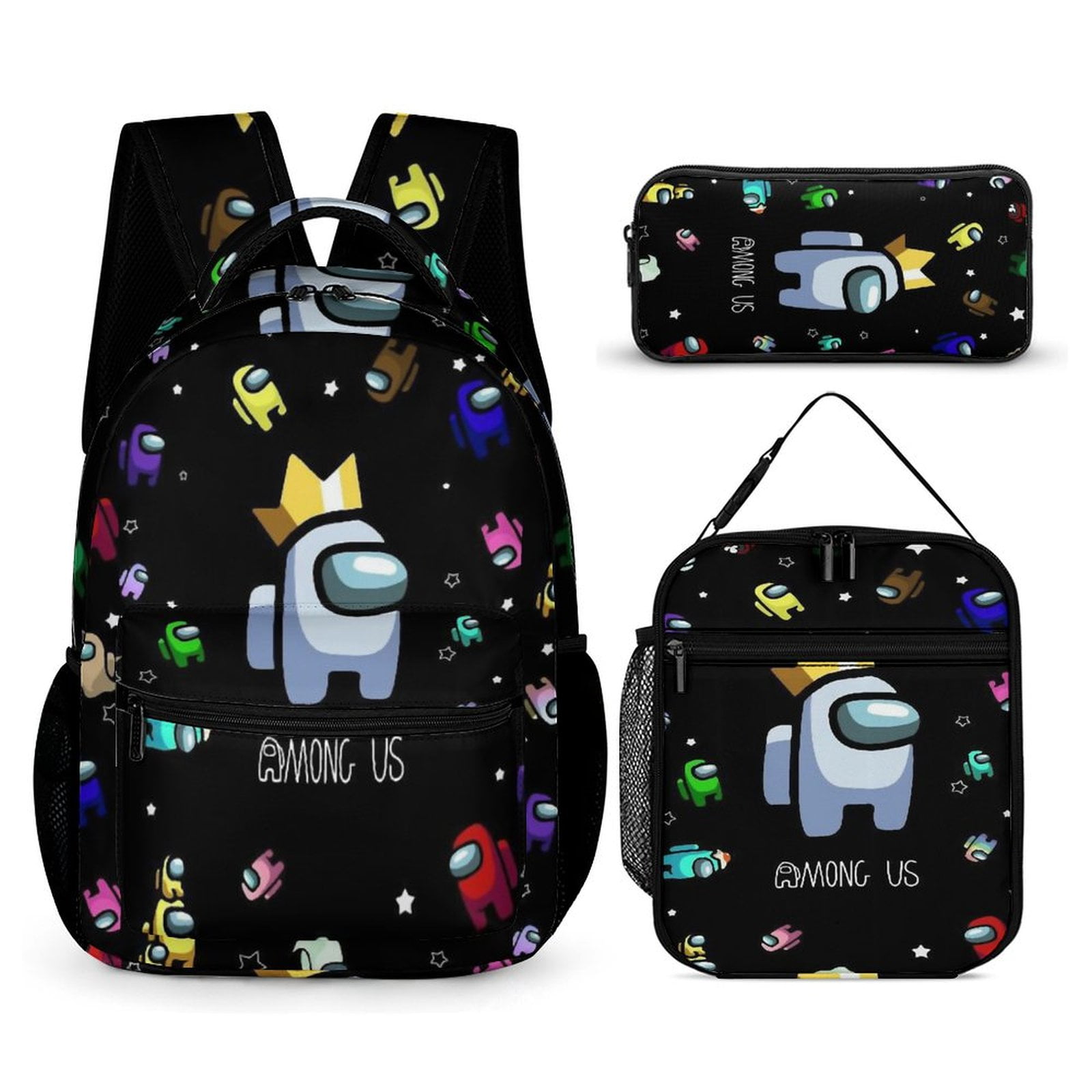 Biyejit 3-Piece Kids Backpack Set – School Bag + Lunch Box + Pencil Case, Adjustable Straps, Cute Prints
