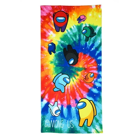 Among Us Beach Towel 54 x 27 inch Microfiber Imposters Gaming Tie-Dye Boys Blue