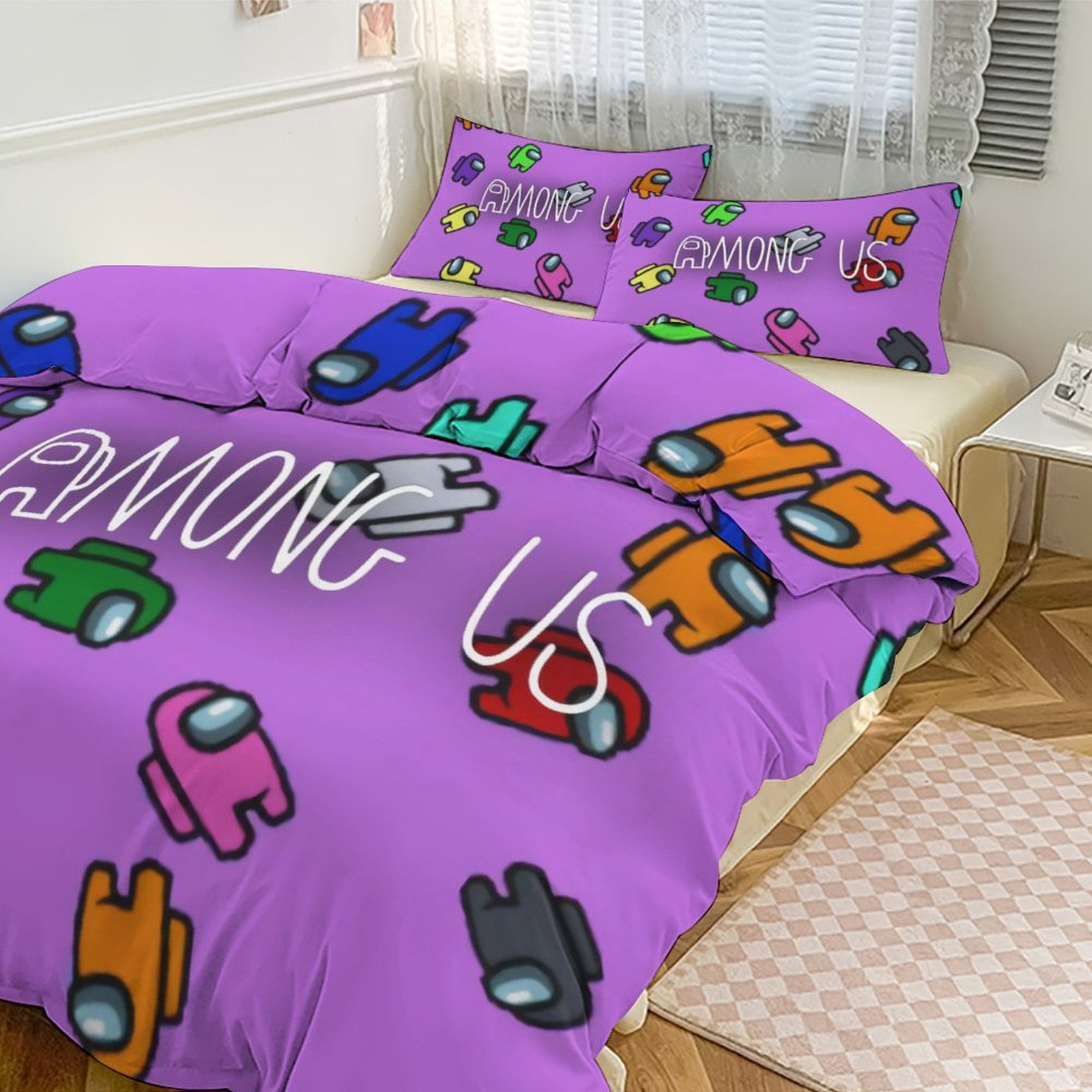 Among Us Bed 3piece set, bedroom bedding, pillowcases, brushed, skin