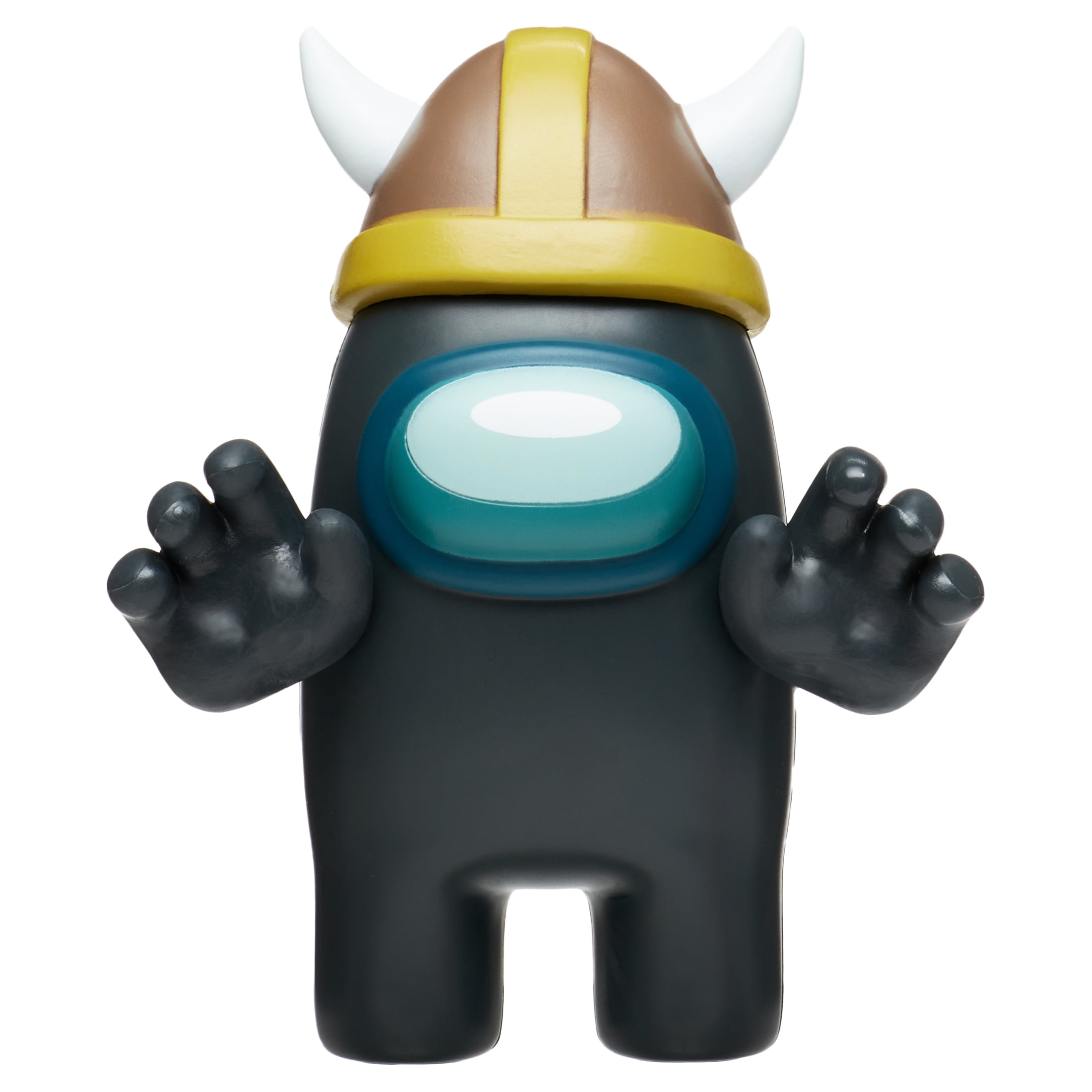 Among Us Black Crew Member Action Figure with Viking Hat (4") for Children Ages 3+