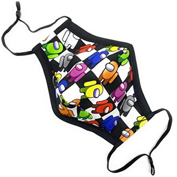 Among Us Black White Check ADULT Face Mask w/ Black Bias Tape - Maskara by BengC