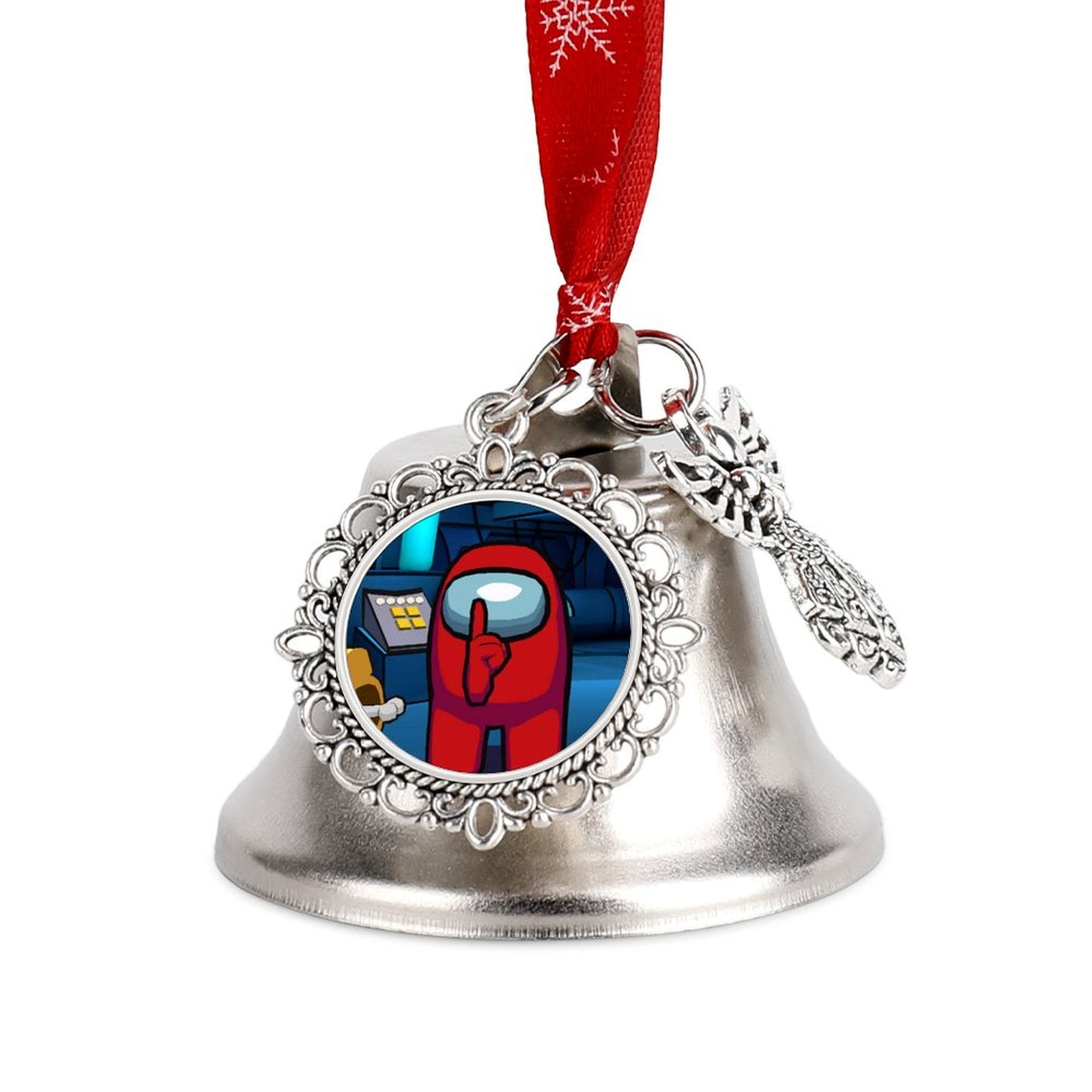 Among Us Christmas Ornament Bell Pendant Decorative Metal Glass Hanging