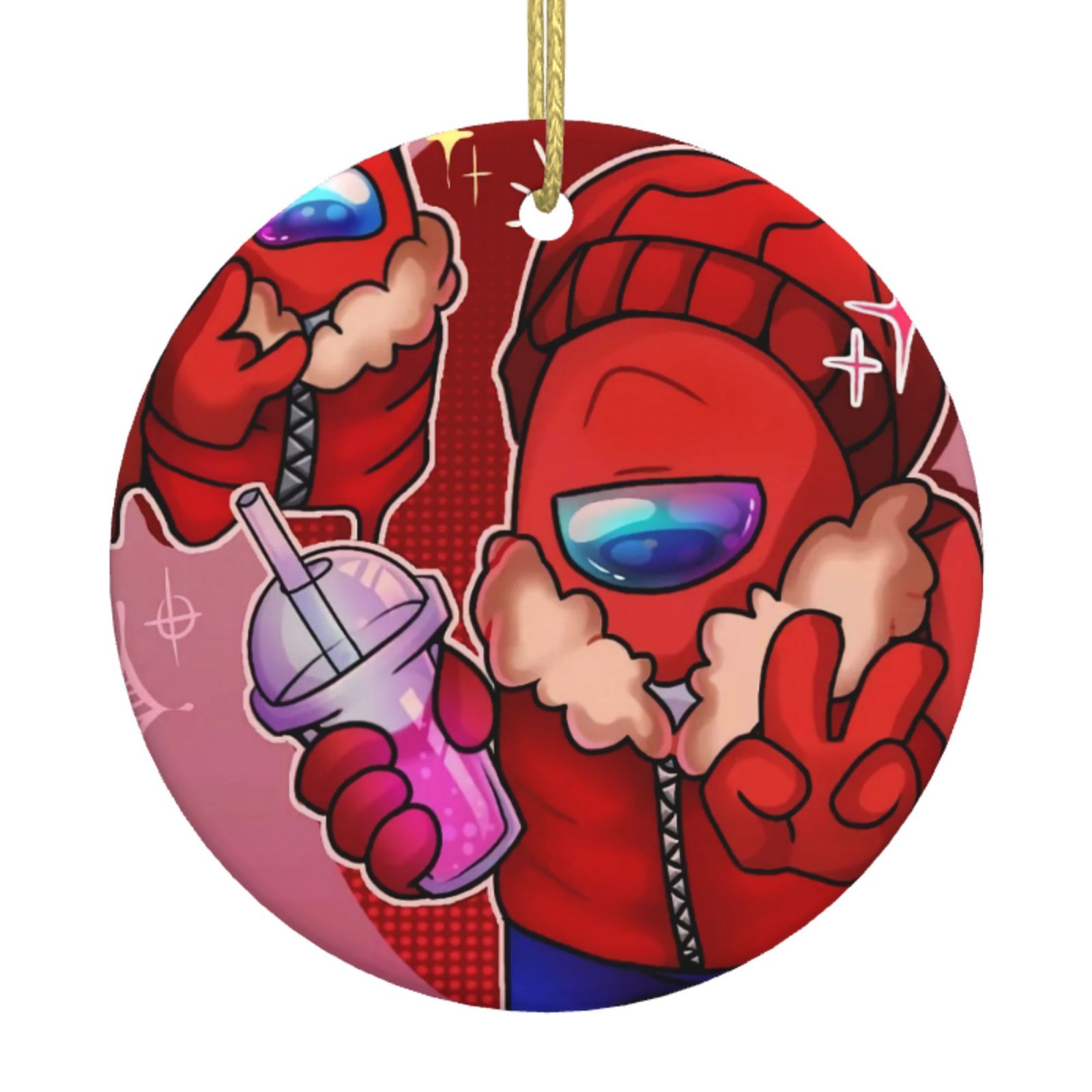 Among Us Christmas Ornaments,Ceramic Xmas Ornaments with Rope,Christmas ...