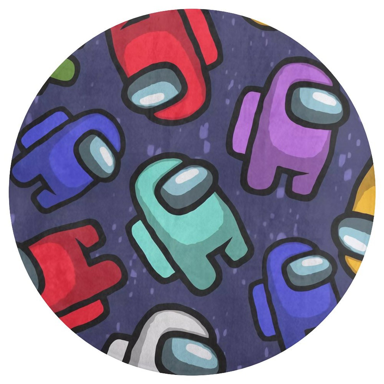 Among Us Impostor Round Coral Velvet Floor Mat，Washable Round Rug for