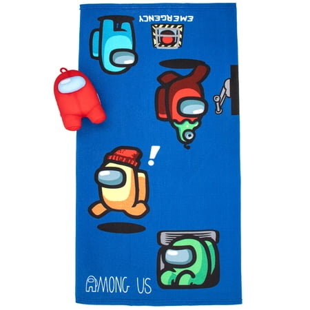 Among Us Kids 100% Cotton Towel and Scrubby Set, Red, Innersloth