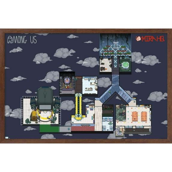 Among Us - Mira Map Wall Poster, 22.375" x 34", Framed