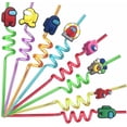 thumbnail image 1 of Among Us Party Favors Drinking Straws Reusable Plastic Beverages Birthday Supplies Decoration 8pcs, 1 of 8