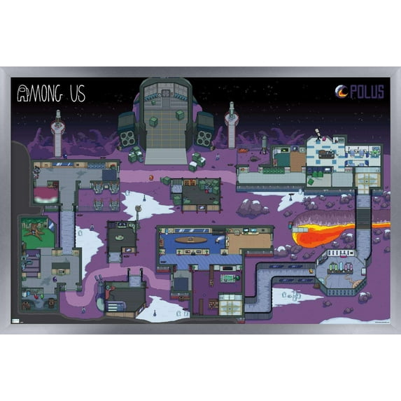 Among Us - Polus Map Wall Poster, 14.725" x 22.375", Framed