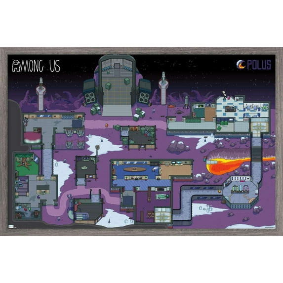 Among Us - Polus Map Wall Poster, 14.725" x 22.375", Framed