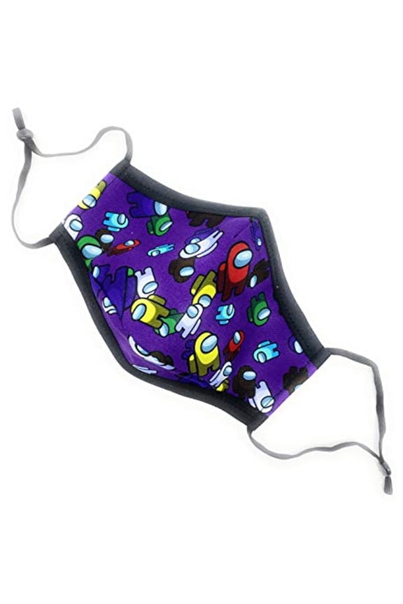 Among Us Purple KID Face Mask w/ Black Bias Tape - Maskara by BengC