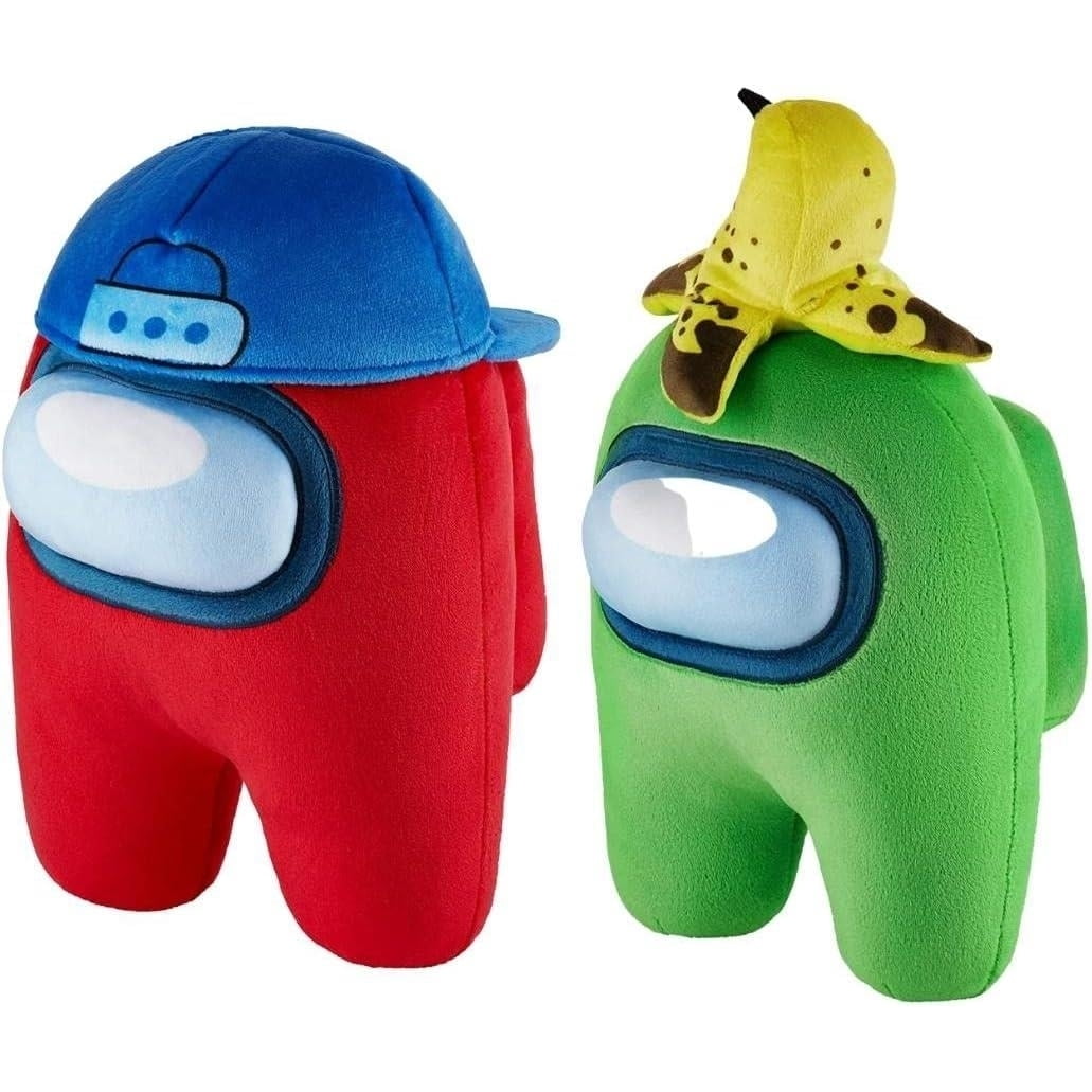 Among Us Red Ball Game Cap and Green Peeled 2pk Crewmates Plush Buddies PMI International