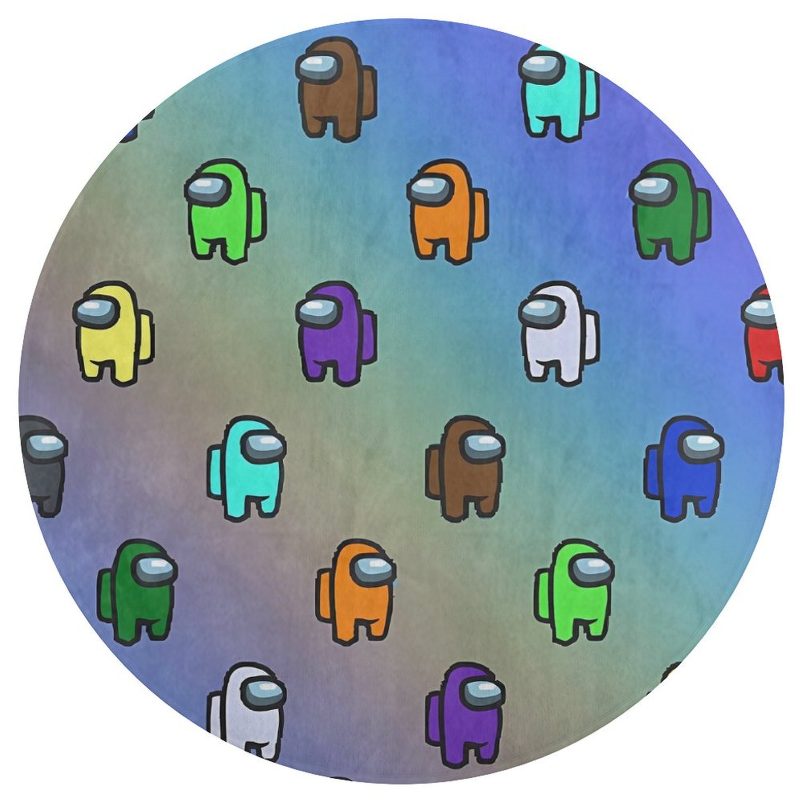 Among Us Round Coral Velvet Floor Mat，Washable Round Rug for Bathroom