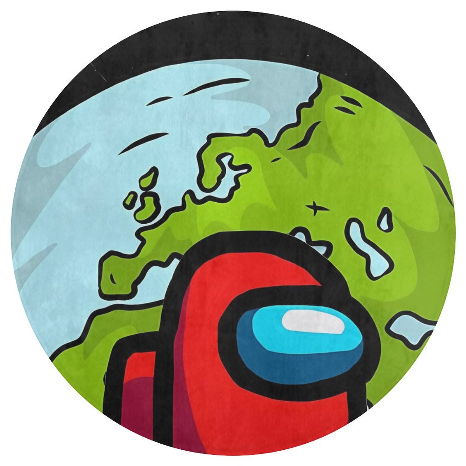 Among Us Round Coral Velvet Floor Mat，Washable Round Rug for Bathroom