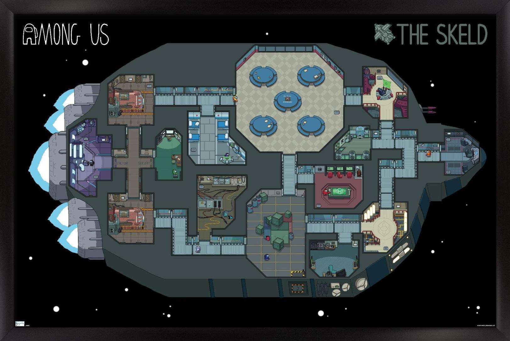 Among Us Skeld Map Wall Poster, 14.725" x 22.375", Framed