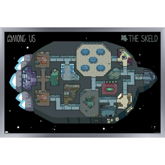 Among Us - Skeld Map Wall Poster, 14.725" x 22.375", Framed