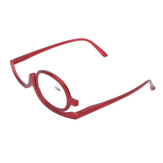 Spptty Single Lens Magnifying Eyeglasses,Magnifying Makeup Glasses Single  Lens Rotatable Fashionable Eye Make Up Glasses for Women Red,Magnifying  Make